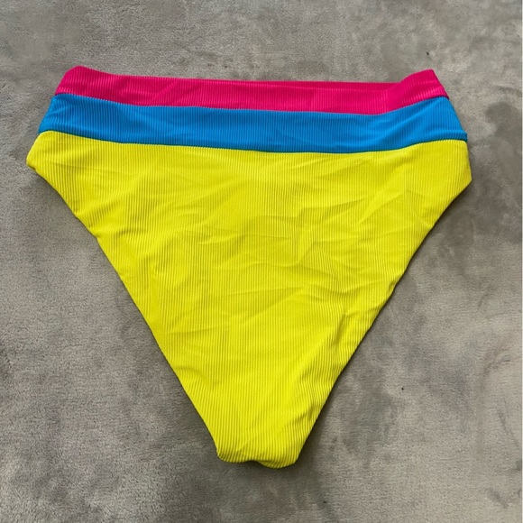 New! Beach Riot Heidi Retro Bright Color Block Ribbed Bikini Bottom 24868 - Picture 7 of 8